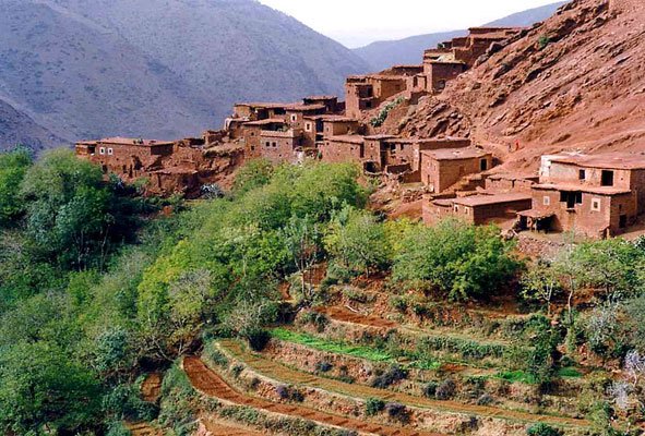 Paisaje del valle de Ourika, Marruecos
